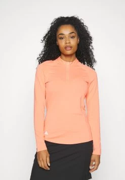 Adidas Golf Womens Long Sleeve Solid Quarter Zip Golf Mock - Longsleeve - Coral Fusion