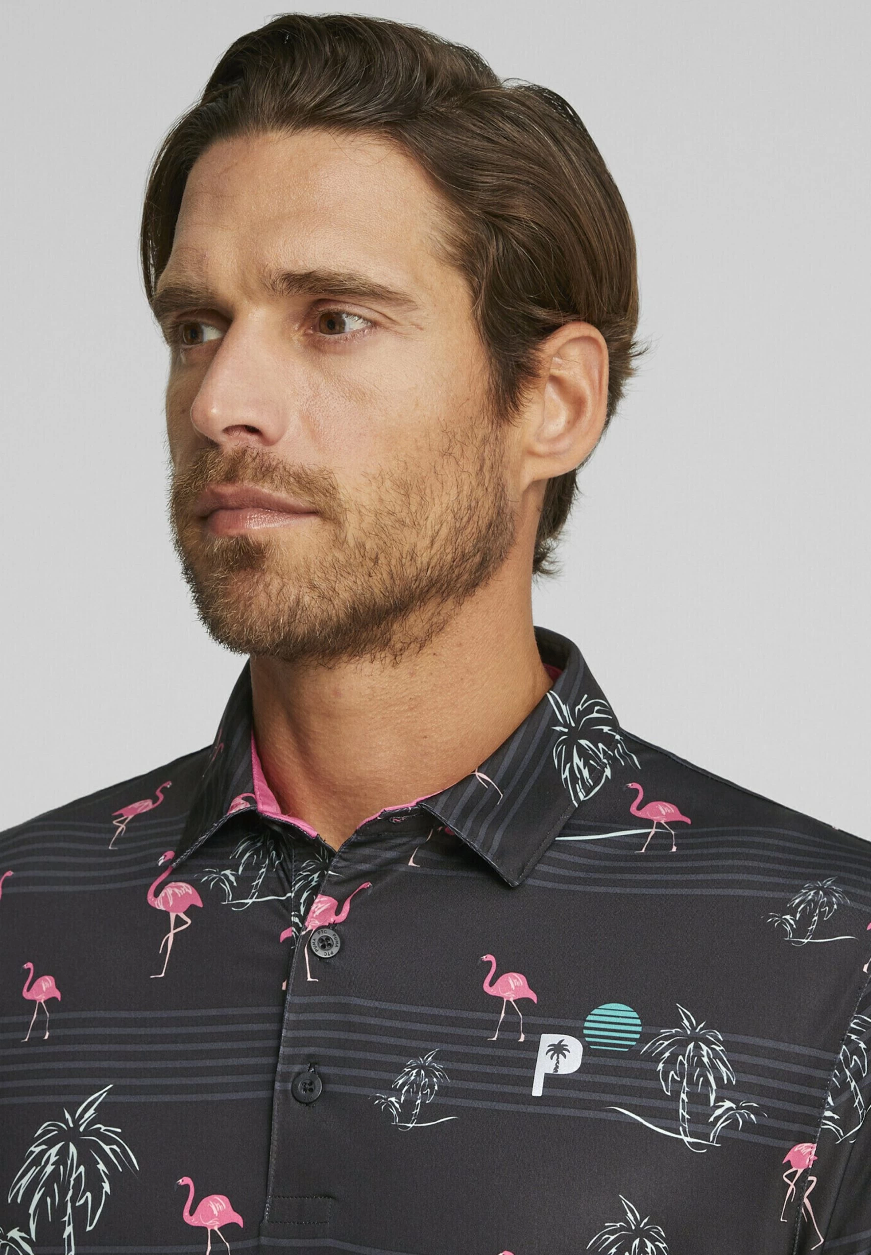 Puma Palm Tree Crew Bedrucktes Golf - Poloshirt - Black Charming Pink 2 Puma Palm Tree Crew Bedrucktes Golf - Poloshirt - Black Charming Pink - Afbeelding 2