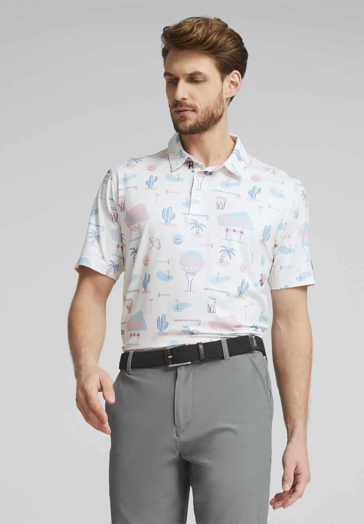 PUMA Golf X Arnold Palmer Cloudspun Golf - Poloshirt - Bright White/Pale Pink 1 PUMA Golf X Arnold Palmer Cloudspun Golf - Poloshirt - Bright White/Pale Pink