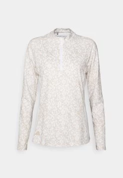 Adidas Golf Womens Ultimate Printed Quarter Zip Golf Mock - Longsleeve - Taupe/White -Charmant Golfen Winkel e0e04f9d30d24fc0845921bfed0ff6ad