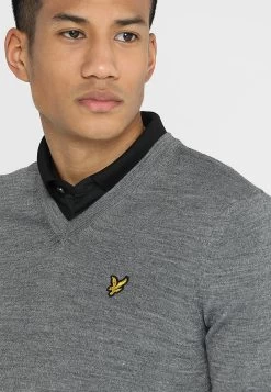 Lyle & Scott Golf V Neck - Trui - Mid Grey Marl -Charmant Golfen Winkel e67727c6e7d84974bc974132b6f54c71